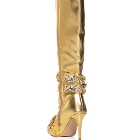 AZALEA WANG " SPOTLIGHT TAKEOVER " GOLD DIAMOND EMBELLISHED BOOT(BRAND NEW!!!!! - Picture 4 of 9